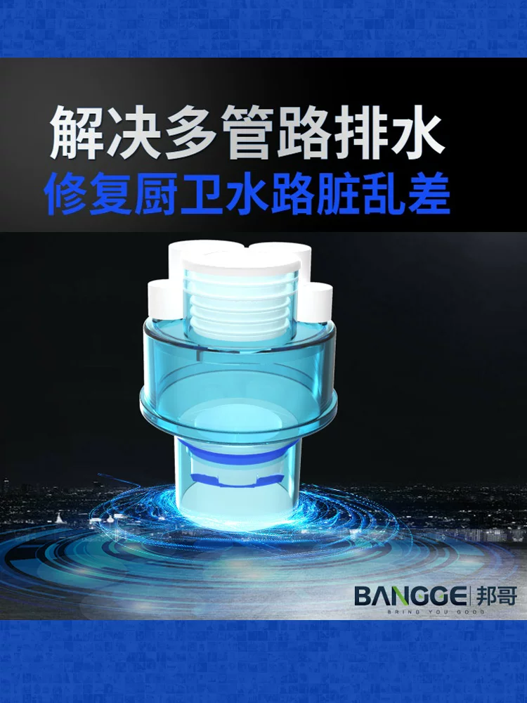 下水接头厨房洗菜盆净水器小厨宝洗碗机洗衣机集成排水多通接口管 2